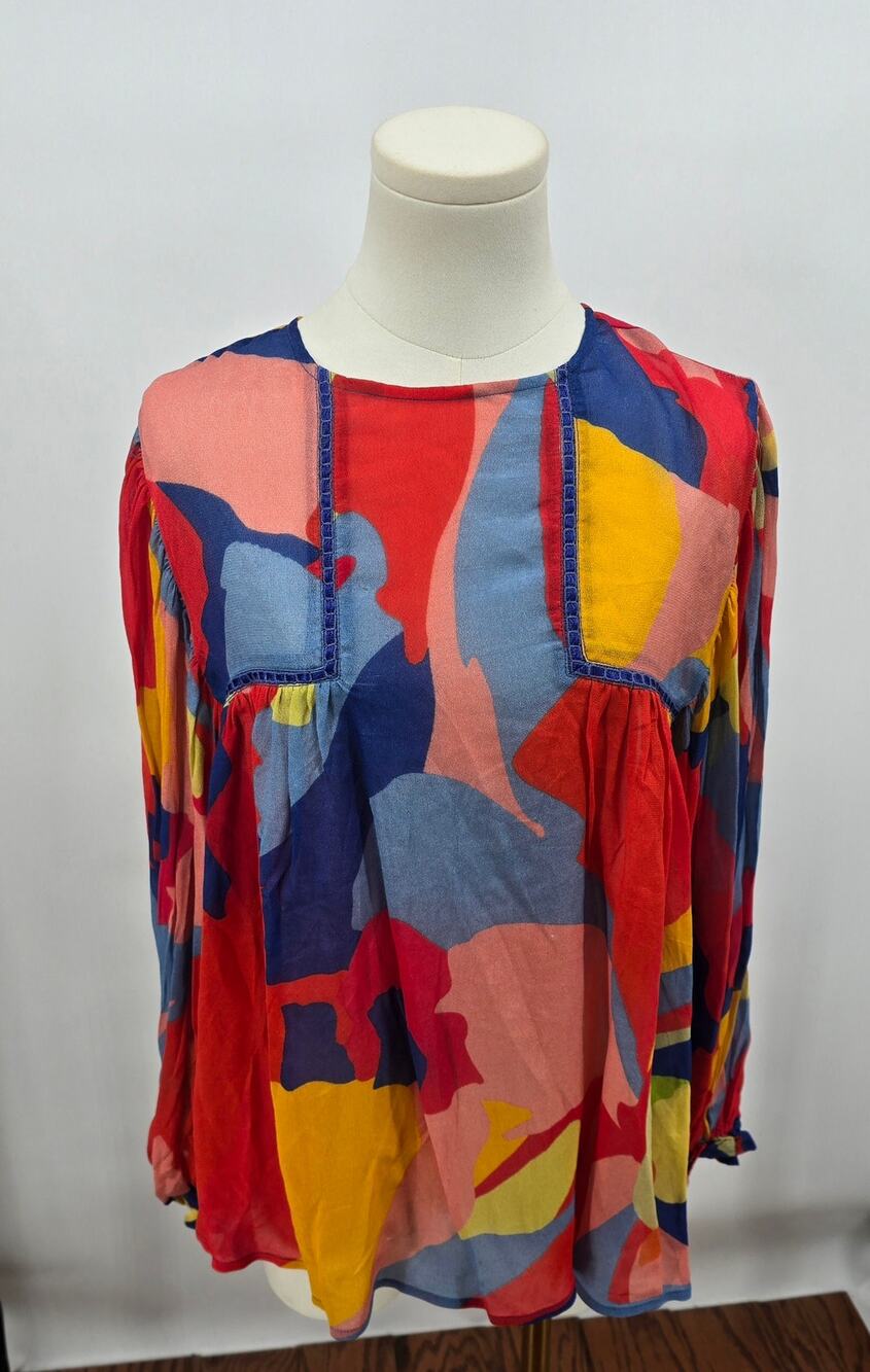 Anthropologie Bl^nk‎ Modern Boho Indie Art Teacher Core Miranda Peasant Blouse